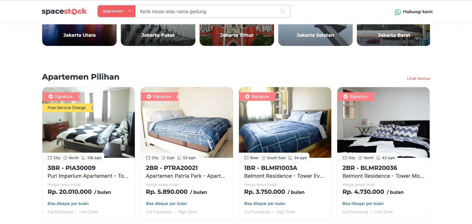 SpaceStock website v2.0 landing page, presenting the property listing product to visitors.